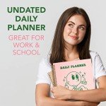 To Do List Cute Planner Undated Notebook, A4 Large Hardcover Spiral Schedule Retro Notebook, Aesthetic Daily for Students Girls Teens , Pink, Green (8.5x11)