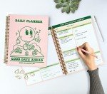 To Do List Cute Planner Undated Notebook, A4 Large Hardcover Spiral Schedule Retro Notebook, Aesthetic Daily for Students Girls Teens , Pink, Green (8.5x11)