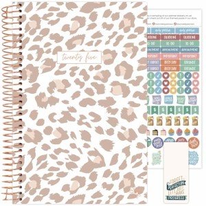 bloom daily planners 2025 Calendar Year Day Planner (January 2025 - December 2025) - 5.5” x 8.25” - Weekly/Monthly Agenda Organizer Book with Stickers & Bookmark - Tan Leopard