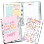 Daily Planner Undated – Undated Daily Planner Notebook with Hourly Schedule, To-Do List & Gratitude Section, Cute Journal for Women & Kids (Pink)
