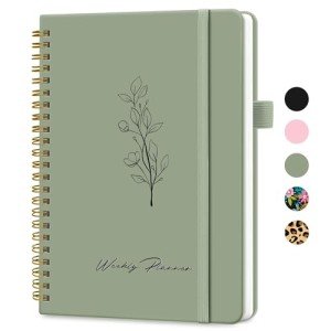 Undated Weekly Planner, Weekly To Do List Notebook with Goal & Habit Tracker Organizer, A5 Weekly Planner Notebook with Spiral Binding, 6.1" x 8.2" - Green