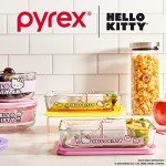 Pyrex Hello Kitty 3-Cup Glass Food Storage Container, Non-Toxic Plastic BPA-Free Lids, Freezer Dishwasher Microwave Safe