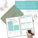 Undated Weekly Planner, Weekly To Do List Notebook with Goal & Habit Tracker Organizer, A5 Weekly Planner Notebook with Spiral Binding, 6.1" x 8.2" - Green