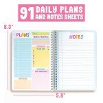 Daily Planner Undated – Undated Daily Planner Notebook with Hourly Schedule, To-Do List & Gratitude Section, Cute Journal for Women & Kids (Pink)