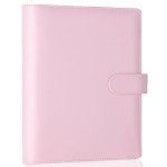 Antner A5 Binder 6 Ring Refillable Notebook Planner Cover for A5 Planner Inserts & Refill Paper, PU Leather Loose Leaf Budget Binder Personal Organizer Kpop Photocard Holder with Magnetic Buckle, Pink