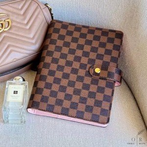 OFFICE RITM PU Checkered Leather A5 Six Ring Binder Planner Cover with 160 Pages of Daily to Do List 5.5" x8" | 6 Rings Updated Refillable Half Size Notebook Journal Photocard Budget Agenda