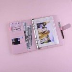 Antner A5 Binder 6 Ring Refillable Notebook Planner Cover for A5 Planner Inserts & Refill Paper, PU Leather Loose Leaf Budget Binder Personal Organizer Kpop Photocard Holder with Magnetic Buckle, Pink