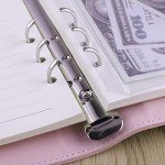 Antner A5 Binder 6 Ring Refillable Notebook Planner Cover for A5 Planner Inserts & Refill Paper, PU Leather Loose Leaf Budget Binder Personal Organizer Kpop Photocard Holder with Magnetic Buckle, Pink