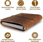 Wanderings A5 6-Ring Refillable Binder/Leather Planner – with Inner Pockets | Genuine Full-Grain Leather | 52 Week Undated Calendar | Filofax Compatible – 6" x 8.5" / 15x22cm