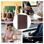 FYY Leather A5 Binder 6 Ring Binder Notebook - Refillable Notebook A5 Planner Binder with Binder Pockets, A5 Dividers, A5 Refill Paper, PU Leather Travel Binder Journal Cover Binder Dark Brown