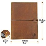 Wanderings A5 6-Ring Refillable Binder/Leather Planner – with Inner Pockets | Genuine Full-Grain Leather | 52 Week Undated Calendar | Filofax Compatible – 6" x 8.5" / 15x22cm