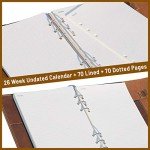 Wanderings A5 6-Ring Refillable Binder/Leather Planner – with Inner Pockets | Genuine Full-Grain Leather | 52 Week Undated Calendar | Filofax Compatible – 6" x 8.5" / 15x22cm