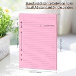 Mafegu Lined Refill Paper, A5 Planner Inserts, Colorful Ruled Journal Fillers for 6-Ring Binder,5-color 120 GSM Thick Loose Leaf Paper,50 Sheets/100 Pages(50, A5（8.26x5.6in）)