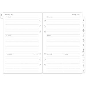 2025 Weekly & Monthly Planner Refill, A5 Planner Inserts for 6 Holes, 12 Monthly Calendars with Monthly Tabs, 5.5"x8.5", 6-Hole Punched