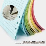 Mafegu Lined Refill Paper, A5 Planner Inserts, Colorful Ruled Journal Fillers for 6-Ring Binder,5-color 120 GSM Thick Loose Leaf Paper,50 Sheets/100 Pages(50, A5（8.26x5.6in）)