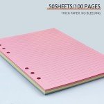 Mafegu Lined Refill Paper, A5 Planner Inserts, Colorful Ruled Journal Fillers for 6-Ring Binder,5-color 120 GSM Thick Loose Leaf Paper,50 Sheets/100 Pages(50, A5（8.26x5.6in）)
