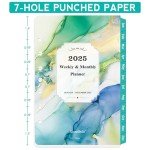 2025 Planner Refills - Planner Refills, JAN 2025 - DEC 2025, A5 Planner Inserts, 5.5 x 8.5 inch, 7 Holes, 2025 Weekly & Monthly Planner Refills, A5 Planner Refills - Green