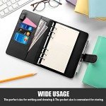 Sooez A5 Binder 6 Ring, Refillable Notebook Planner Cover, Small Leather Organizer Empty Binder for Budget,Journal,Photocard Holder,Recipe Book, Aesthetic Loose Leaf Binder with Magnetic Buckle