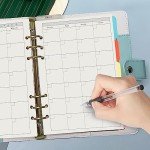 Harphia A5 6 Holes Binder Refill Value Set, 90sheets monthly plan loose leaf paper with stickers and dividers, planner insert with binder pockets for A5 binder 6 holes refillable notebook,005da5month
