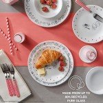Corelle Vitrelle Hello Kitty 12-PC Dinnerware Set, Service for 3, Triple Layered Glass, Anti-Chip Durable Lightweight Plate and Bowl Set
