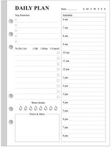 ZGMJ Undated Daily Planner Refill - A5 Day Planner Insect To Do List, 100 Sheets/200 Pages Planner and Lined Refill, 6-Hole Punched, 100 gsm White Paper, 5.8'' x 8.3''