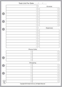 A5 Size Daily Task Planner Insert, Sized and Punched for 6-Ring A5 Notebooks by Filofax, LV (GM), Kikki K, TMI, and Others. Sheet Size 5.83" x 8.27" (148mm x 210mm)