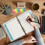 Harphia A5 6 Holes Binder Refill Value Set, 90sheets monthly plan loose leaf paper with stickers and dividers, planner insert with binder pockets for A5 binder 6 holes refillable notebook,005da5month