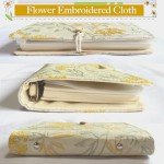 ipoul Journal for Women, Flower Embroidery Refillable Notebook, A5 Binder 6 Ring, Budget Binder, Refillable Sketchbook, Travel Diary, Gift for Friends Female, Yellow Golden Bell, Planner Binder