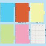 Harphia A5 6 Holes Binder Refill Value Set, 90sheets monthly plan loose leaf paper with stickers and dividers, planner insert with binder pockets for A5 binder 6 holes refillable notebook,005da5month