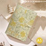 ipoul Journal for Women, Flower Embroidery Refillable Notebook, A5 Binder 6 Ring, Budget Binder, Refillable Sketchbook, Travel Diary, Gift for Friends Female, Yellow Golden Bell, Planner Binder