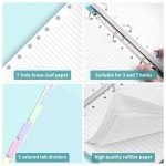 A5 Refill Paper, 7-Hole Planner Inserts for A5 Binder Budget Planner Journals Notebook, Loose Leaf Lined Paper with Binder Dividers, 240 Pages 5-1/2" x 8-1/2", White