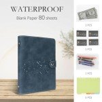 ZenTiky Leather A5 Notebook Binder - PU Leather A5 Binder 6 Ring Binder Refillable Notebook with Binder Pockets Dividers Refill Paper-Navy