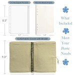 ipoul Journal for Women, Flower Embroidery Refillable Notebook, A5 Binder 6 Ring, Budget Binder, Refillable Sketchbook, Travel Diary, Gift for Friends Female, Yellow Golden Bell, Planner Binder