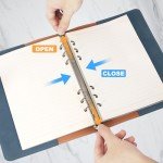 ZenTiky Leather A5 Notebook Binder - PU Leather A5 Binder 6 Ring Binder Refillable Notebook with Binder Pockets Dividers Refill Paper-Navy