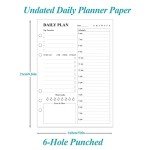 ZGMJ Undated Daily Planner Refill - A5 Day Planner Insect To Do List, 100 Sheets/200 Pages Planner and Lined Refill, 6-Hole Punched, 100 gsm White Paper, 5.8'' x 8.3''