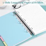 A5 Refill Paper, 7-Hole Planner Inserts for A5 Binder Budget Planner Journals Notebook, Loose Leaf Lined Paper with Binder Dividers, 240 Pages 5-1/2" x 8-1/2", White