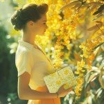 ipoul Journal for Women, Flower Embroidery Refillable Notebook, A5 Binder 6 Ring, Budget Binder, Refillable Sketchbook, Travel Diary, Gift for Friends Female, Yellow Golden Bell, Planner Binder