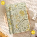 ipoul Journal for Women, Flower Embroidery Refillable Notebook, A5 Binder 6 Ring, Budget Binder, Refillable Sketchbook, Travel Diary, Gift for Friends Female, Yellow Golden Bell, Planner Binder