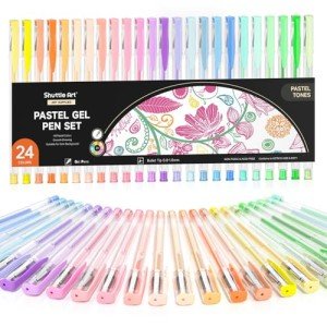 Shuttle Art Pastel Gel Pens, 24 Pastel Milky Colors Gel Pen for Black Paper, Adults Coloring Books Drawing Doodling Crafts Scrapbooking Journaling