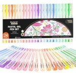 Shuttle Art Pastel Gel Pens, 24 Pastel Milky Colors Gel Pen for Black Paper, Adults Coloring Books Drawing Doodling Crafts Scrapbooking Journaling