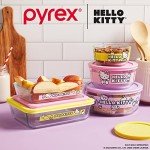 Pyrex Hello Kitty 3-Cup Glass Food Storage Container, Non-Toxic Plastic BPA-Free Lids, Freezer Dishwasher Microwave Safe