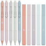BLIEVE - Aesthetic Highlighters and Gel Pens With Soft Ink And Tip, Bible Highlighters and Pens No Bleed, Dry Fast Easy to Hold, for Bible Journaling Planner School Supplies (Pastel)