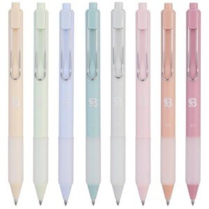 BLIEVE - Pastel Colored Gel Pens With Cool Matte Finish, Aesthetic and Cute Pens With Smooth Writing For Journaling And Bible Note Taking No Bleed Through, Cute School Supplies 8 Pack