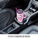 Silver Buffalo Sanrio Hello Kitty Waving Stainless Steel Tumbler with Handle and Straw, Fits in Standard Cup Holder, 40 Ounces
