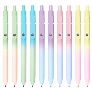 UIXJODO Gel Pens, 10 Pcs Black Ink Pens for Women, 0.7mm Medium Point Smooth Writing Pens with Silicone Grip, High-End Series Metal Clip Retractable Pens for Journaling Note Taking (10 Pcs Pastel)