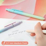 UIXJODO Gel Pens, 10 Pcs Black Ink Pens for Women, 0.7mm Medium Point Smooth Writing Pens with Silicone Grip, High-End Series Metal Clip Retractable Pens for Journaling Note Taking (10 Pcs Pastel)
