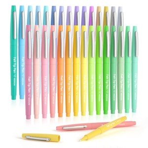 Lelix 30 Colors Felt Tip Pens, Medium Point Pastel Colored Pens, Felt Tip Markers Pens For Journaling, Writing, Note Taking, Planner Coloring, Perfect for Art Office and School Supplies