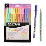 SAKURA Gelly Roll Moonlight 10 Pastel & Opaque Gel Pens - Bold Point Ink Pen for Journaling, Art, or Drawing - Assorted Pastel Ink - Bold Line - 10 Pack