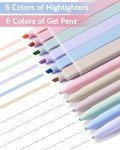 HULIPARK Bible Highlighters and Pens No Bleed, Cute Aesthetic Highlighters Pastel Gel Pens Colored Ink Quick Dry for Bible Journaling, Morandi Pens and Highlighters Set School Supplies, 12 Pack