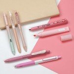 WRITECH Gel Pens Journaling Highlighters: Journal Set Aesthetic Assorted Pastel Color Ink 0.5mm Fine Point Retractable 0.7mm Black Pen Smooth Writing Drawing No Bleed 7ct (Pink)
